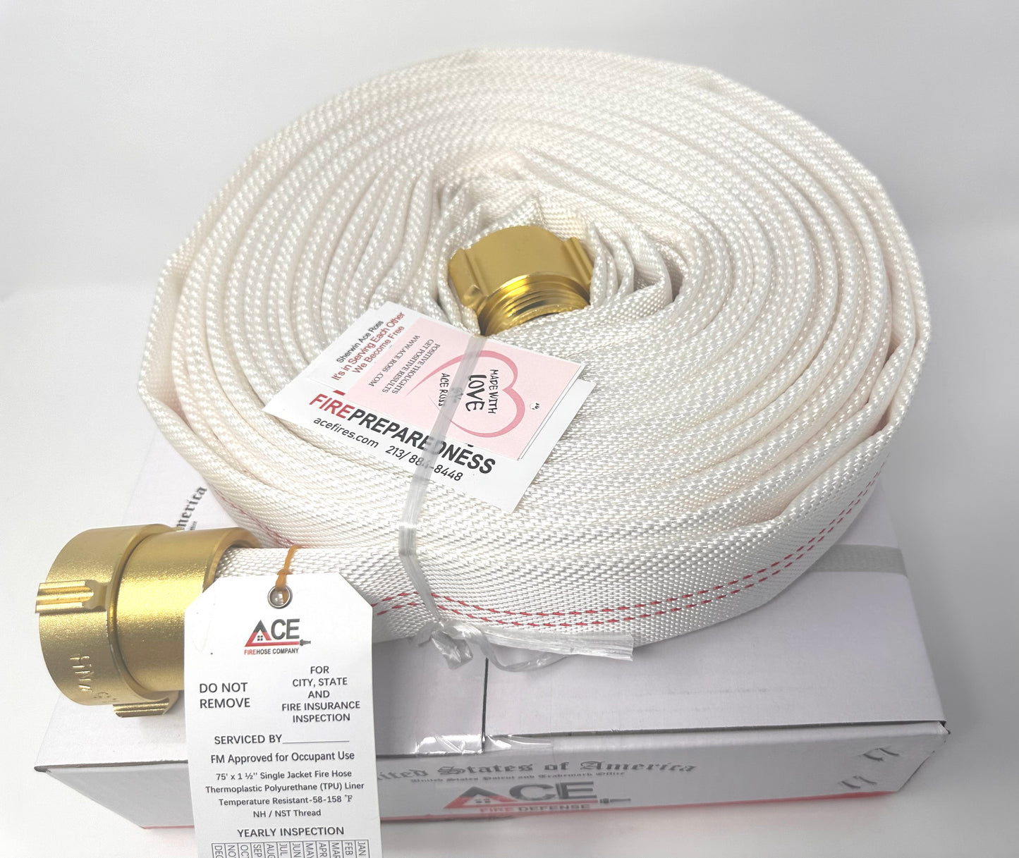 Back in Stock!  High Quality Fire Hose Home Defense Single Jacket 75' x 1.5" TPU Liner Fire Hose.