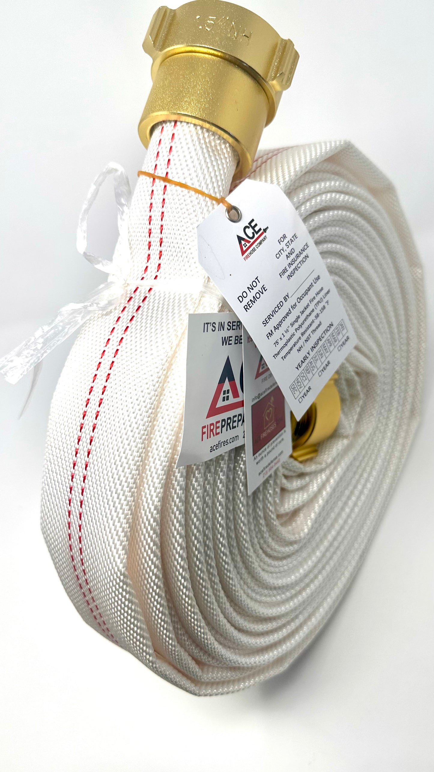 Back in Stock!  High Quality Fire Hose Home Defense Single Jacket 75' x 1.5" TPU Liner Fire Hose.