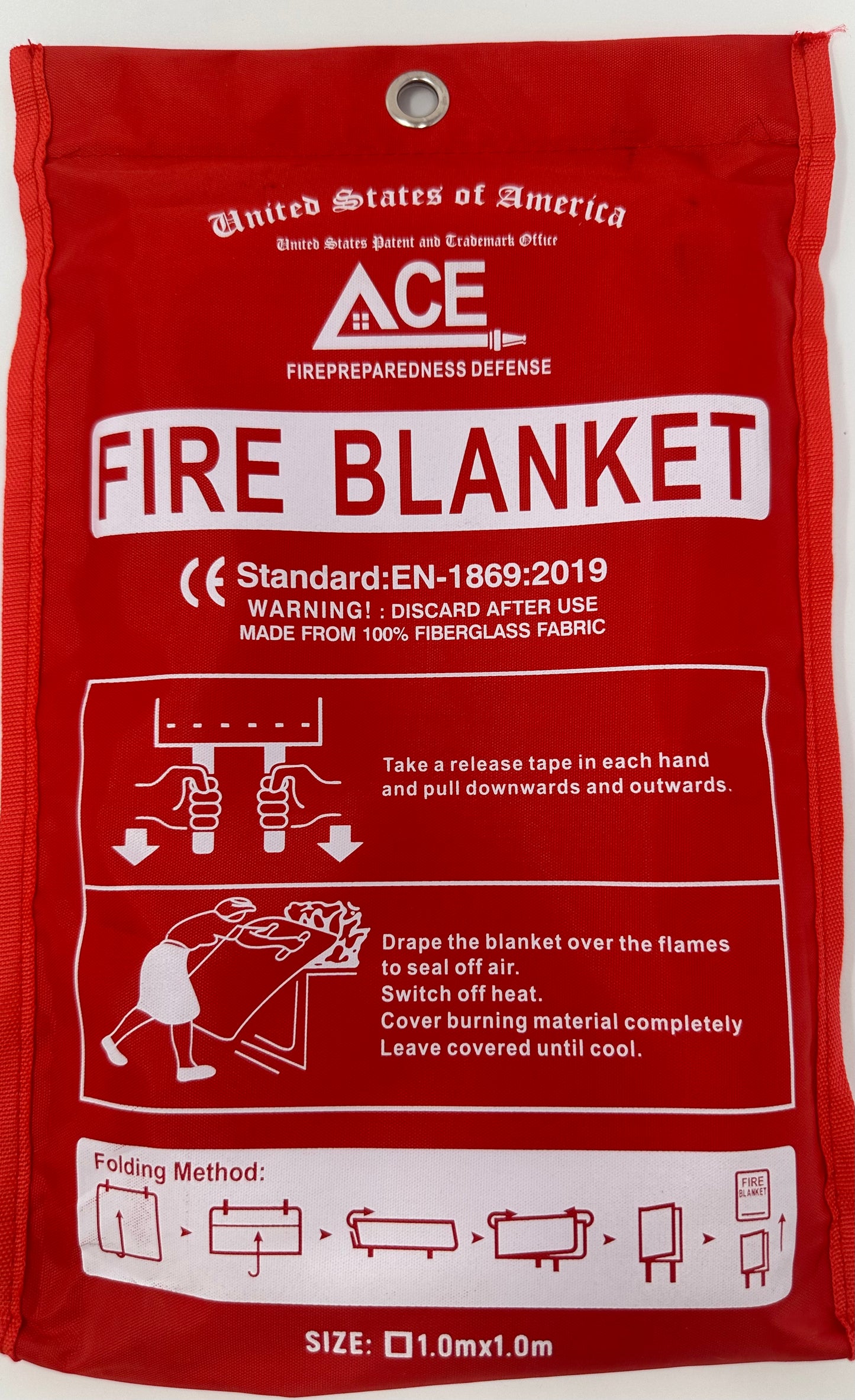 Fire Blanket Home Fire Defense, Auto, Camping  40” x 40” 3- Pack Fiber Glass in Carry Case