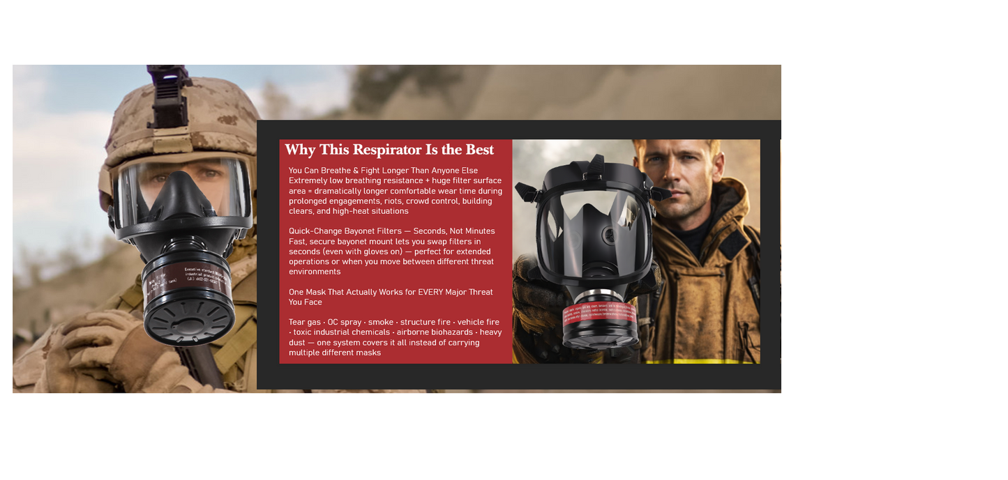 Ace Fire Preparedness ShieldPro Full‑Face Gas Mask Respirator –with 40mm Activated Carbon Filter