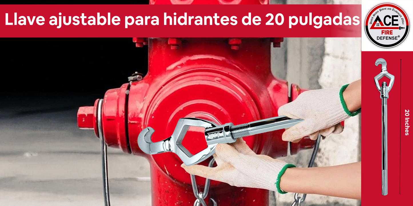 Llave para boca de incendio de acero sólido galvanizado BMF de 20", mango dentado, extra pesada, 4,2 libras.