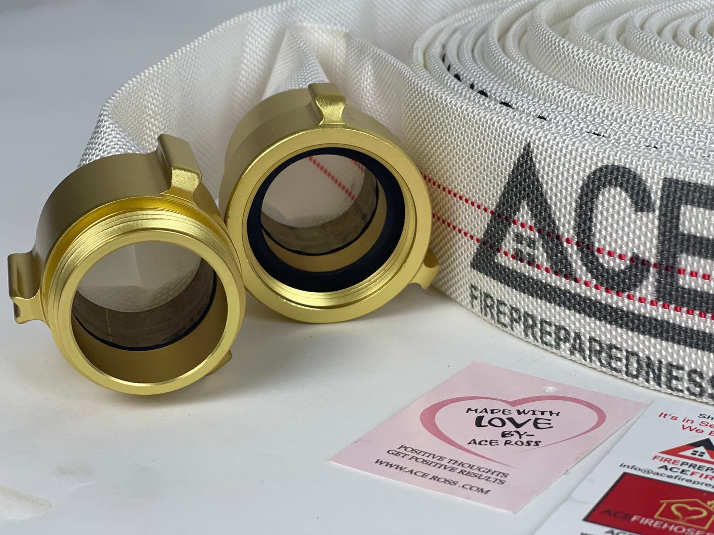 Close out SALE - Fire Hose (1 pack), Folded, Brass Plated Couplings, PU Lining.