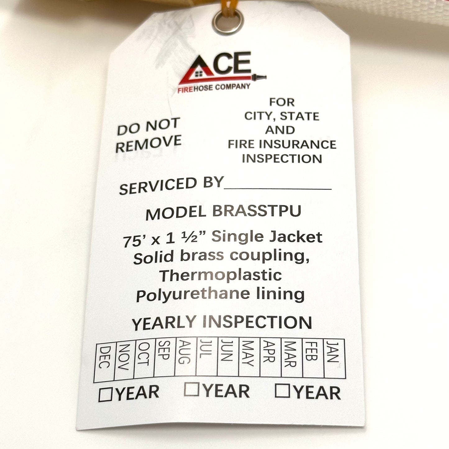 Close out SALE - Fire Hose (1 pack), Folded, Brass Plated Couplings, PU Lining.