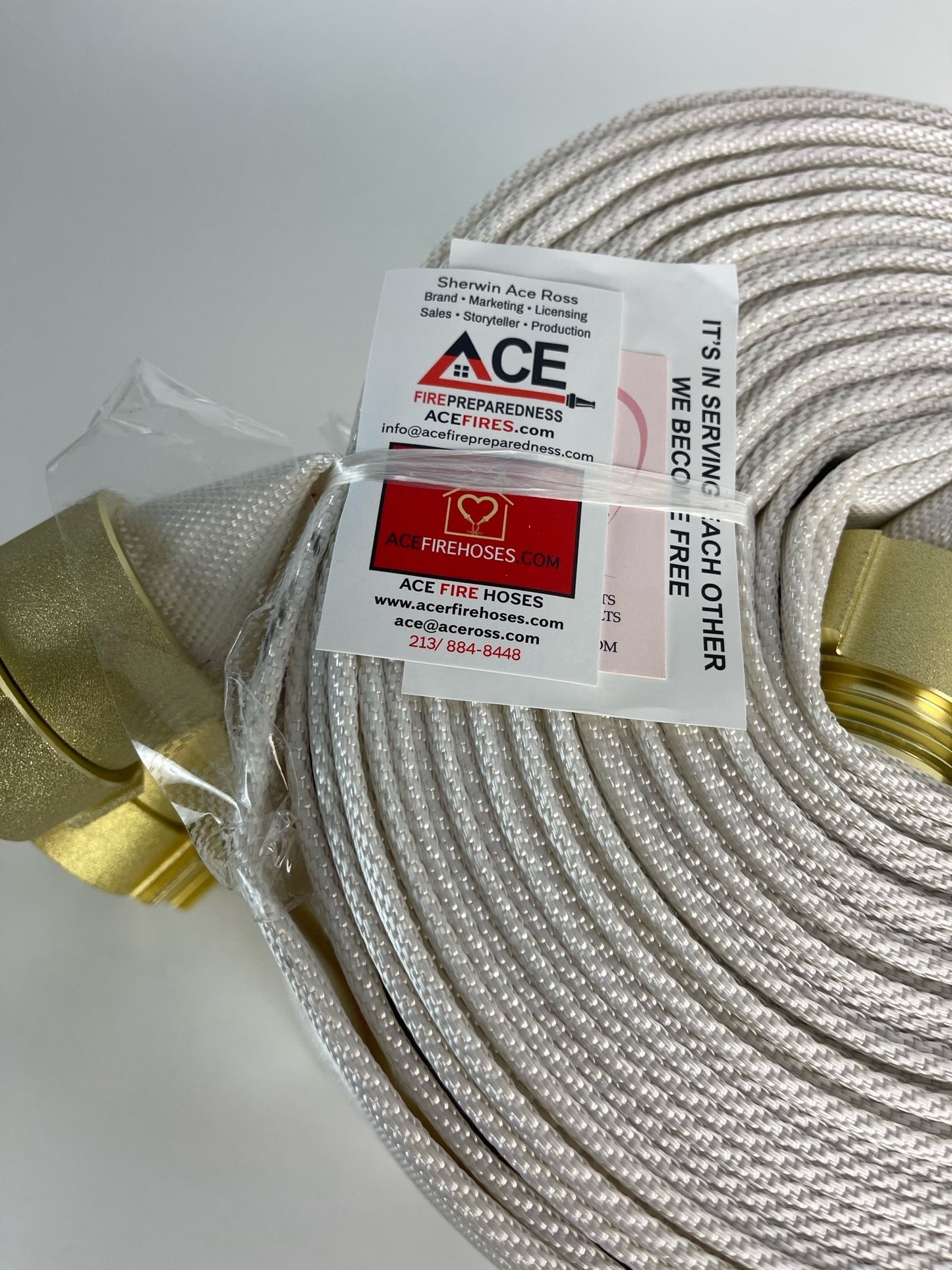 High Quality Home Defense Fire Hose
 (1 pack), Coiled, Brass-Plated Aluminum, 75' x 1.5" TPU Lining (FM Approved)