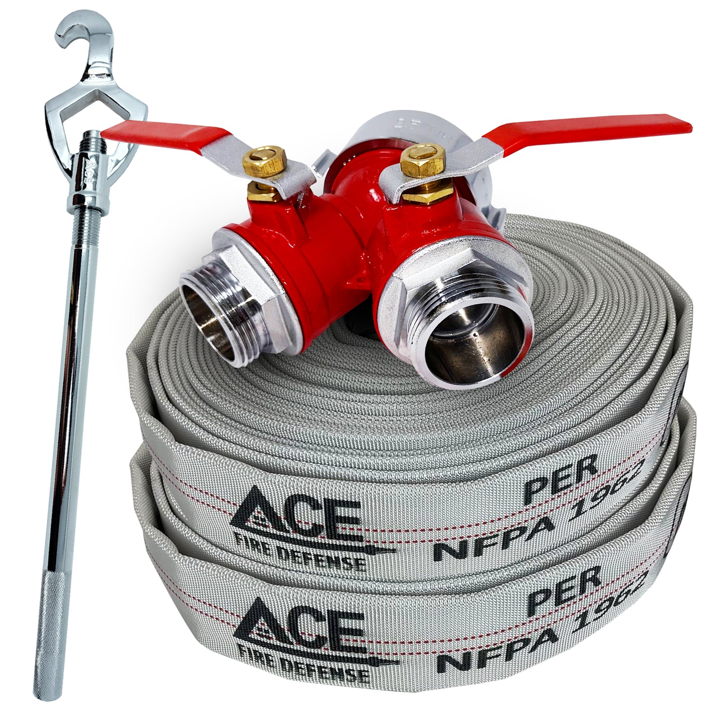 Brass Gated WYE Fire Hydrant Valve and 2 Fire Hose (150') Bundle