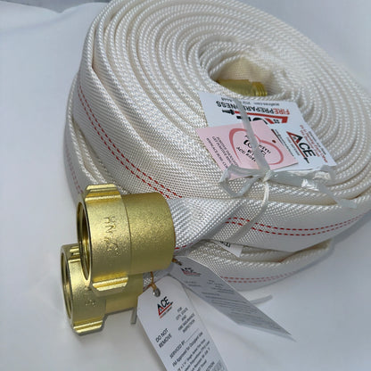 Fire Safe Home (2 pack 75' fire hoses) with Brass Fire Hydrant Connector Valve, Hydrant Wrench and 2 nozzles.