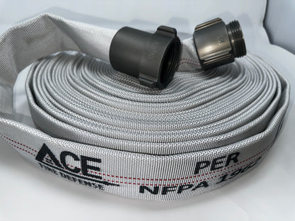 Introducing the BMF XL.01 Heavy Fire Hose 75’ x 1.5” : designed and manufactured by Ace Fire Defense.