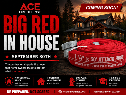 Ace Fire Defense "Big Red" Premium 1¾" Attack Fire Hose – 50', TPU/Nitrile Lined, 1.5" NH/NST Couplings