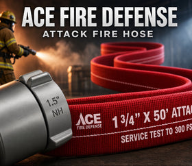 Ace Fire Defense "Big Red" Premium 1¾" Attack Fire Hose – 50', TPU/Nitrile Lined, 1.5" NH/NST Couplings