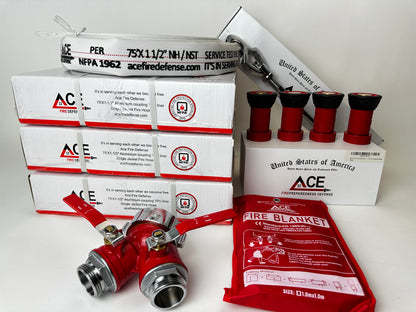 BMF XL.01 Hoses with Brass Hydrant Valve, Wrench & Nozzles 