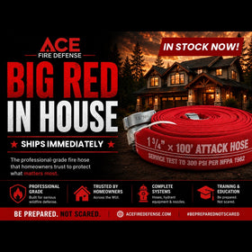 Ace Fire Defense "Big Red" Premium 1¾" Attack Fire Hose – 100', TPU/Nitrile Lined, 1.5" NH/NST Couplings
