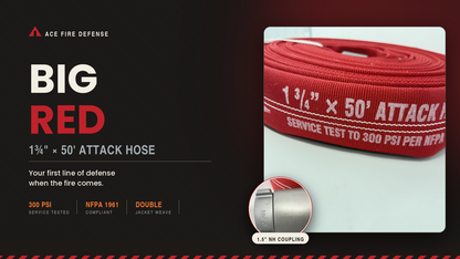 ACE Fire Defense Big Red 1 3/4 inch by 50 foot attack hose
