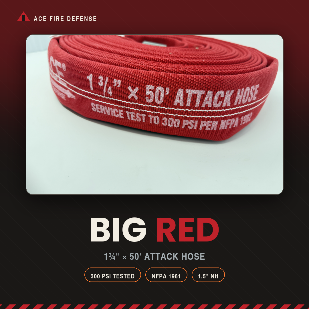 Premium 1¾" Single Jacket Fire Hose – 50' with TPU/Nitrile Lining 1.5"  Aluminum NH/NST Couplings