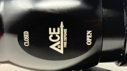 The Black fire nozzle with logo ACE FIRE DEFENSE