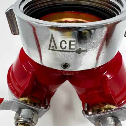 ACE logo on the Brass Wye fitting Fire Hydrant Splitter Gated Valve