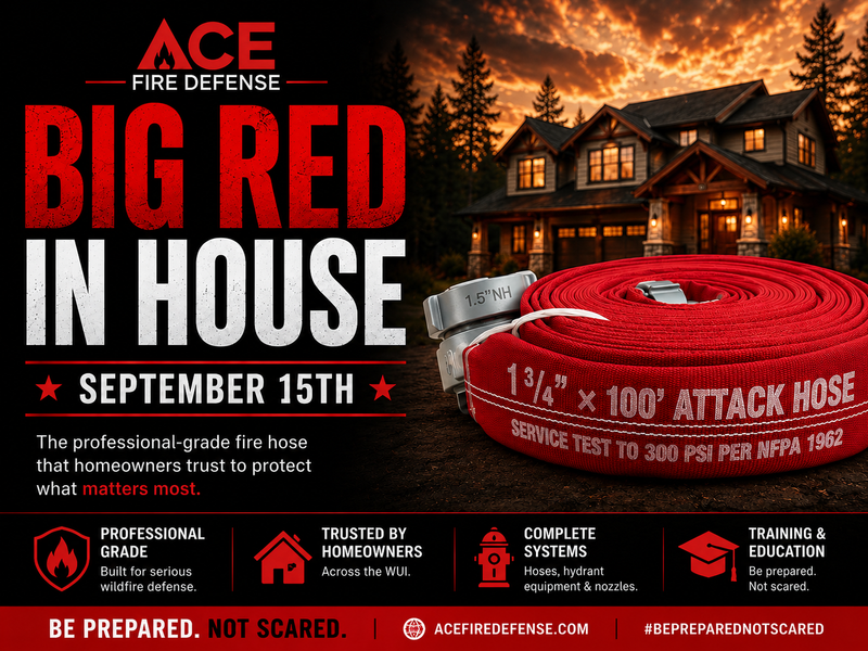 Big Red 1.75 inch attack fire hose, 50 and 100 foot lengths