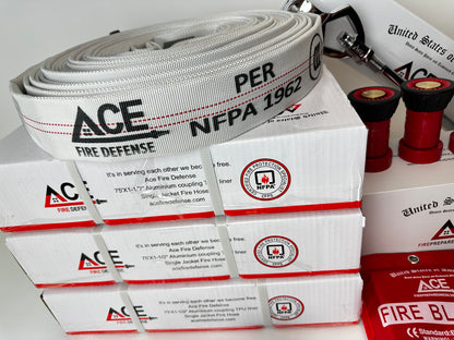 Fire Hose 75' x 1.5" (4 pack), BMF extra heavy firehoses hose, seamless xl Aluminum Couplings, TPU Lining, CCC Certified