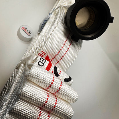 Fire Hose 75’ x1.5” (1 pack), Folded Anodized Aluminum Couplings