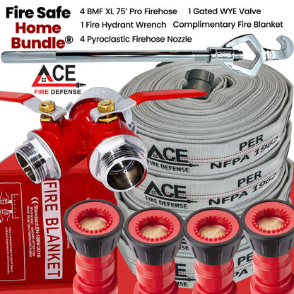 Fire safety home bundle with hose, nozzles, and valve from ACE Fire Defense.