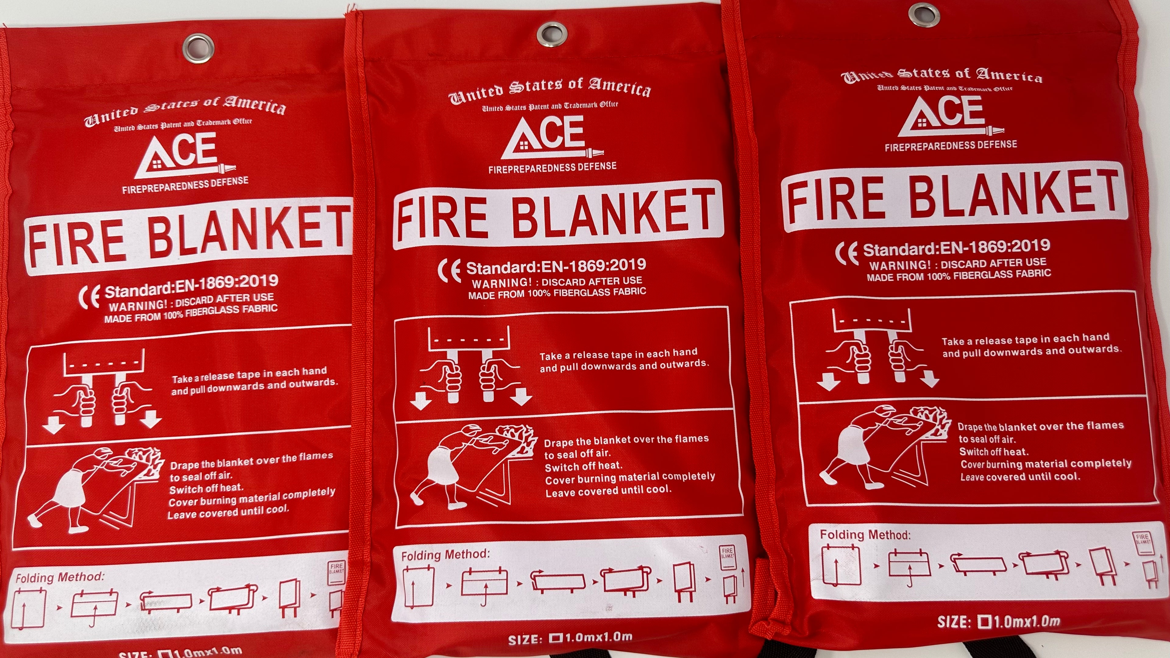 🔥 Fire Blanket 3-Pack – 40” x 40” | Home, Auto, Camping