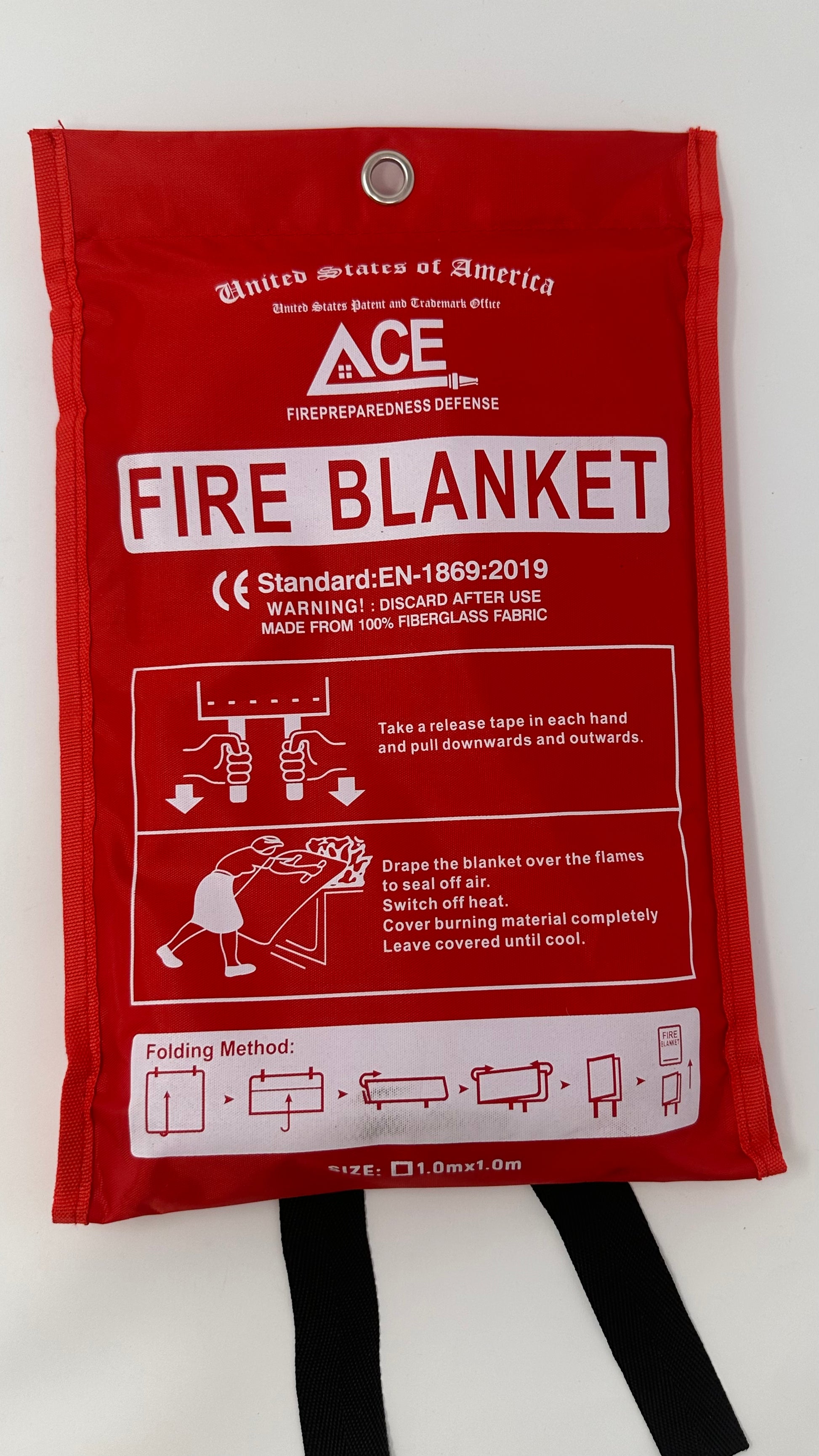 Fire Blanket Home Fire Defense, Auto, Camping 40” x 40” 3- Pack Fiber Glass in Carry Case