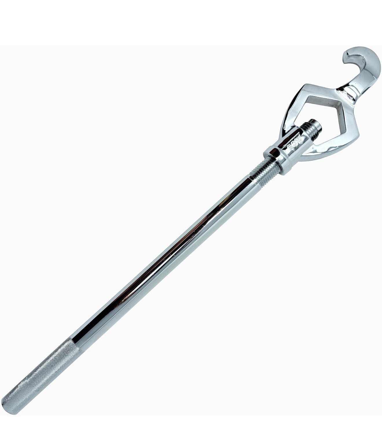 Chrome monkey wrench on a white background