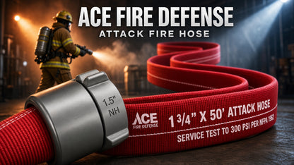 Premium 1¾" Attack Fire Hose – 50' with TPU/Nitrile Lining & 1½" Aluminum NH/NST Couplings