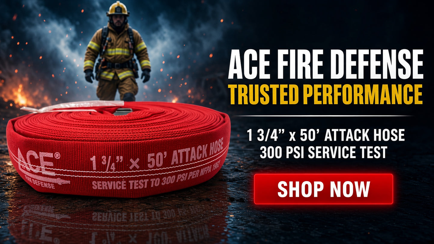 Premium 1¾" Attack Fire Hose – 50' with TPU/Nitrile Lining & 1½" Aluminum NH/NST Couplings