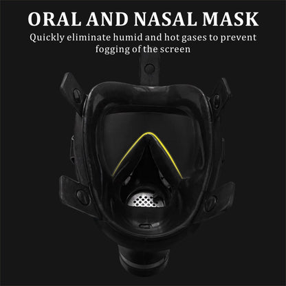 Black diving mask with text on a black background
