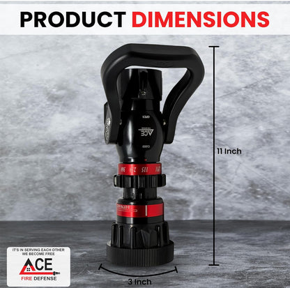 Fire sprinkler head with dimensions labeled on a gray background, featuring the ACE Fire Defense logo.