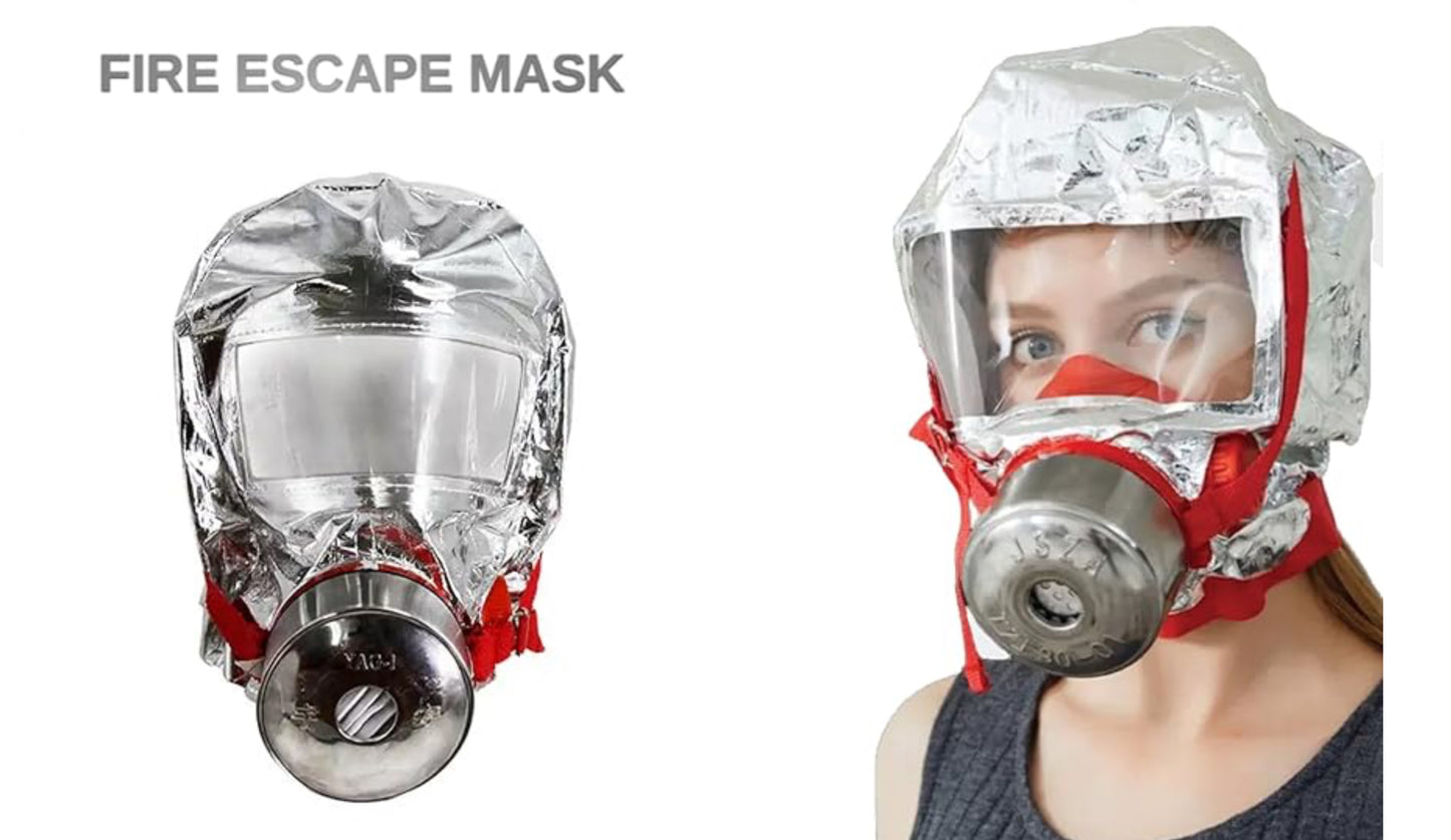 the fire escape mask hoodie with filter designed to protect against smoke and other fire contaminants.