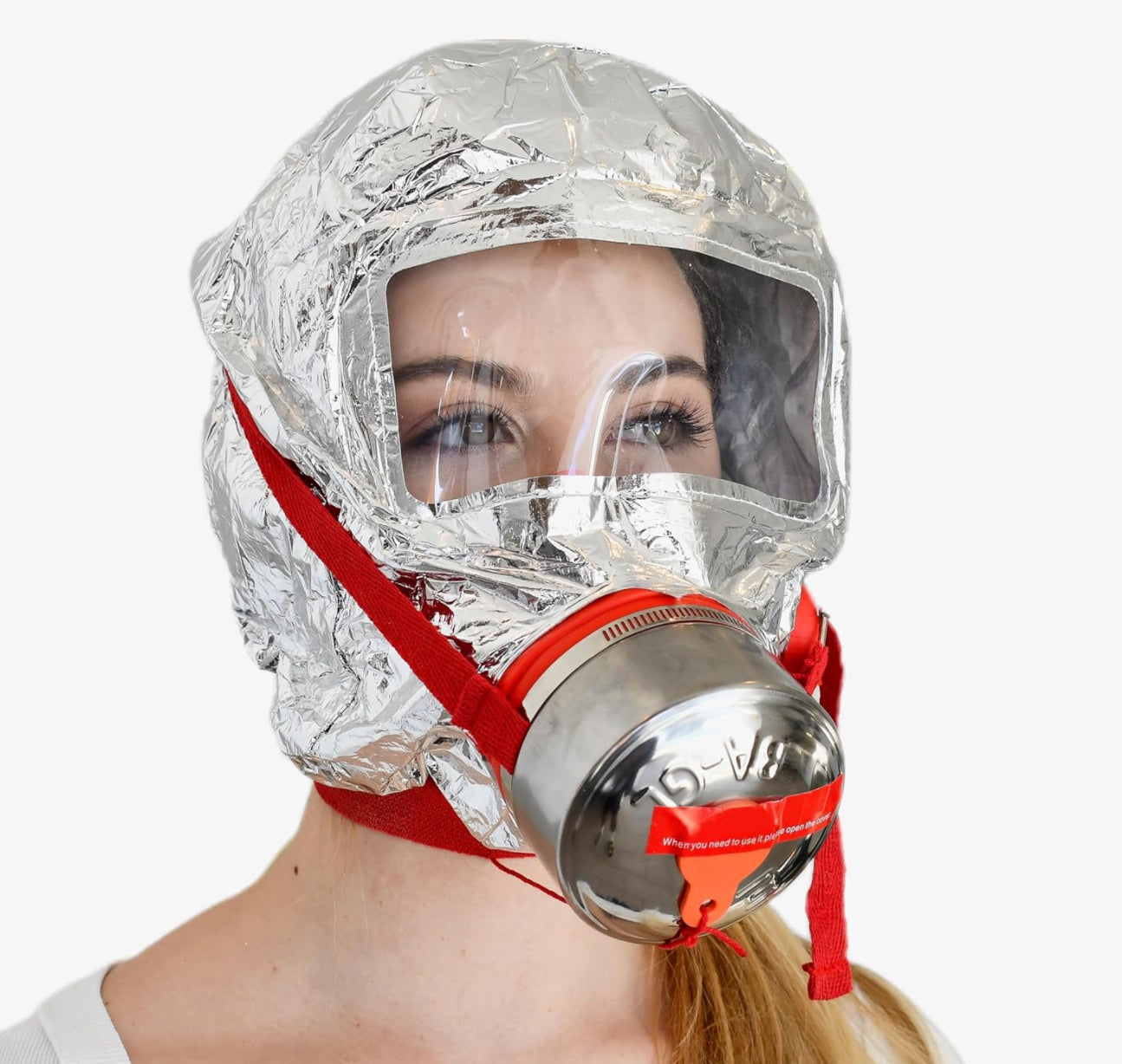fire escape mask with filter designed to protect against smoke and other contaminants