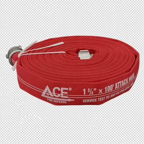 Ace Fire Defense "Big Red" Premium 1¾" Attack Fire Hose – 100', TPU/Nitrile Lined, 1.5" NH/NST Couplings