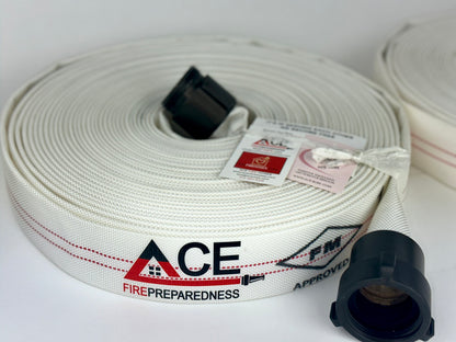 Fire Hose 75' x 1.5", NH Pyro-Lite Aluminum Couplings, 75' x 1.5" TPU Lining, FM Approved.