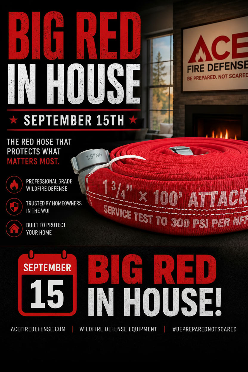 Ace Fire Defense "Big Red" Premium 1¾" Attack Fire Hose – 50', TPU/Nitrile Lined, 1.5" NH/NST Couplings