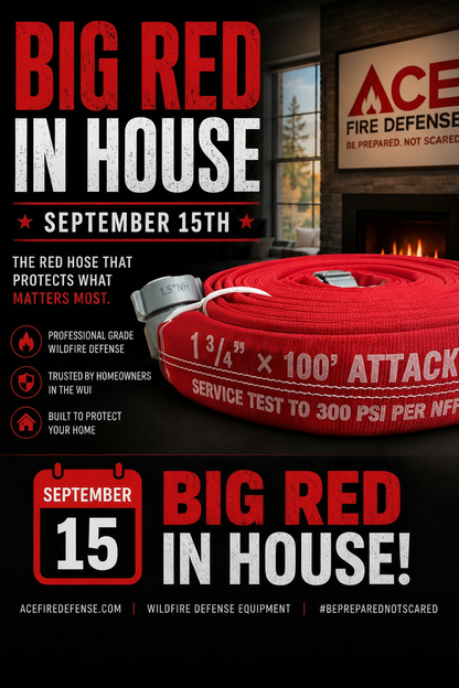 Ace Fire Defense "Big Red" Premium 1¾" Attack Fire Hose – 50', TPU/Nitrile Lined, 1.5" NH/NST Couplings