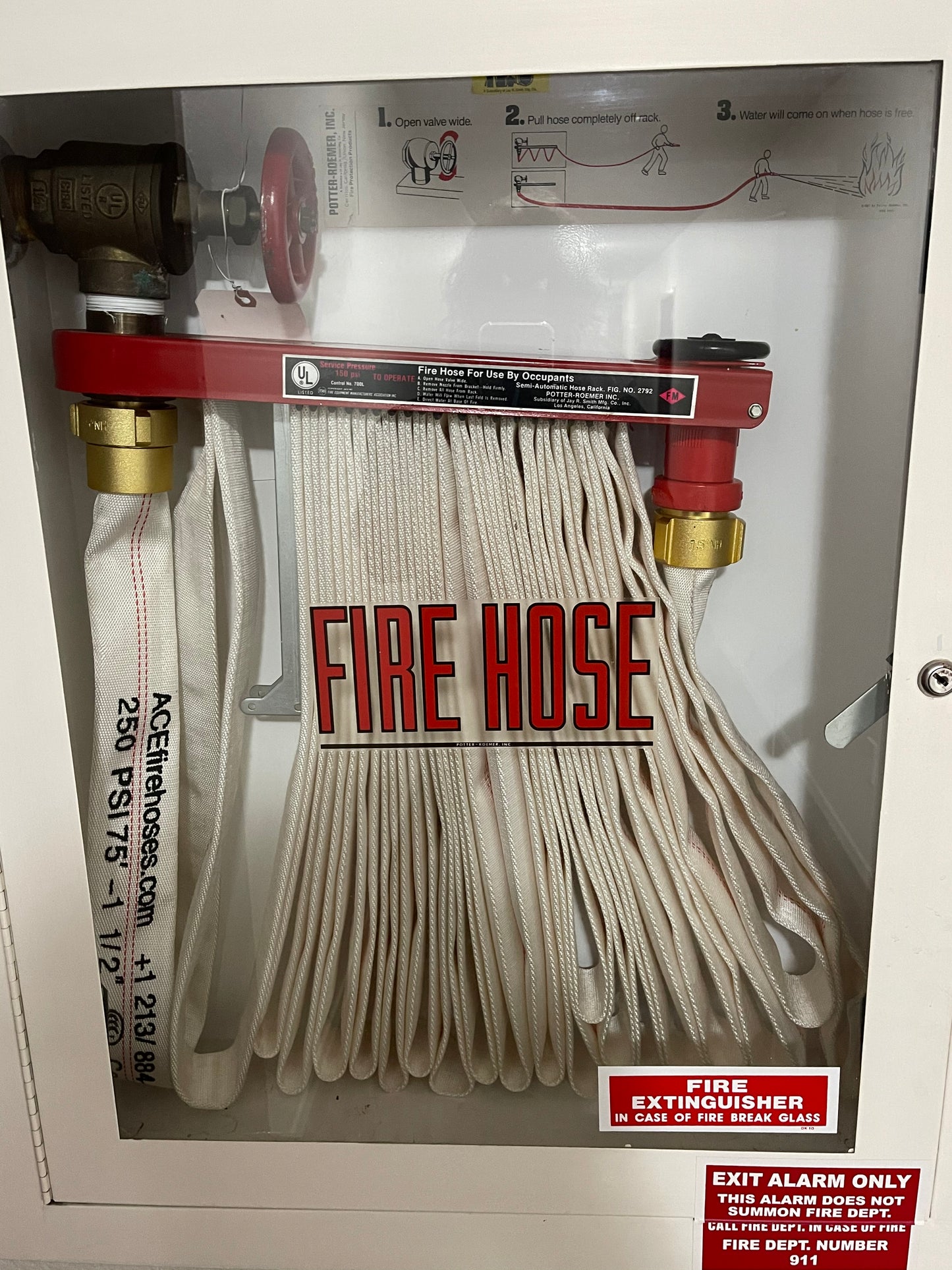 1 1/2 Fire Hose - Rack & Reel Hose With Brass Coupling, NST