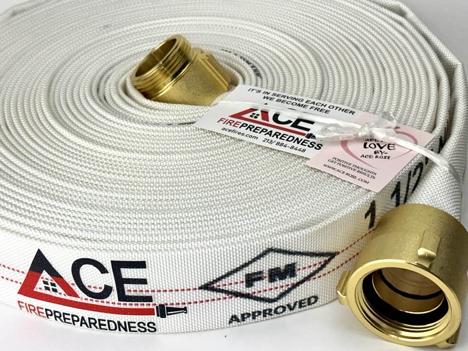 High Quality Home Defense Fire Hose
 (1 pack), Coiled, Brass-Plated Aluminum, 75' x 1.5" TPU Lining (FM Approved)