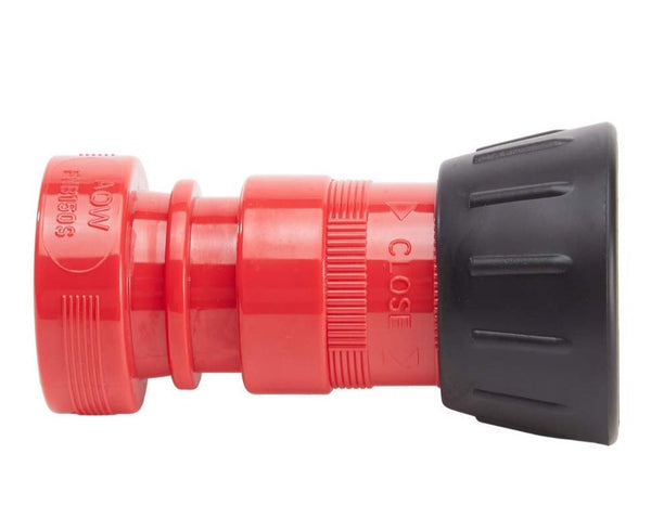 Adjustable Polycarbonate Fire Hose Nozzle w/ Handles, 2 1/2 NST,  Fog/Stream/Shutoff, 150 gpm, Red, 1/Each - 2520NST - Jendco Safety Supply